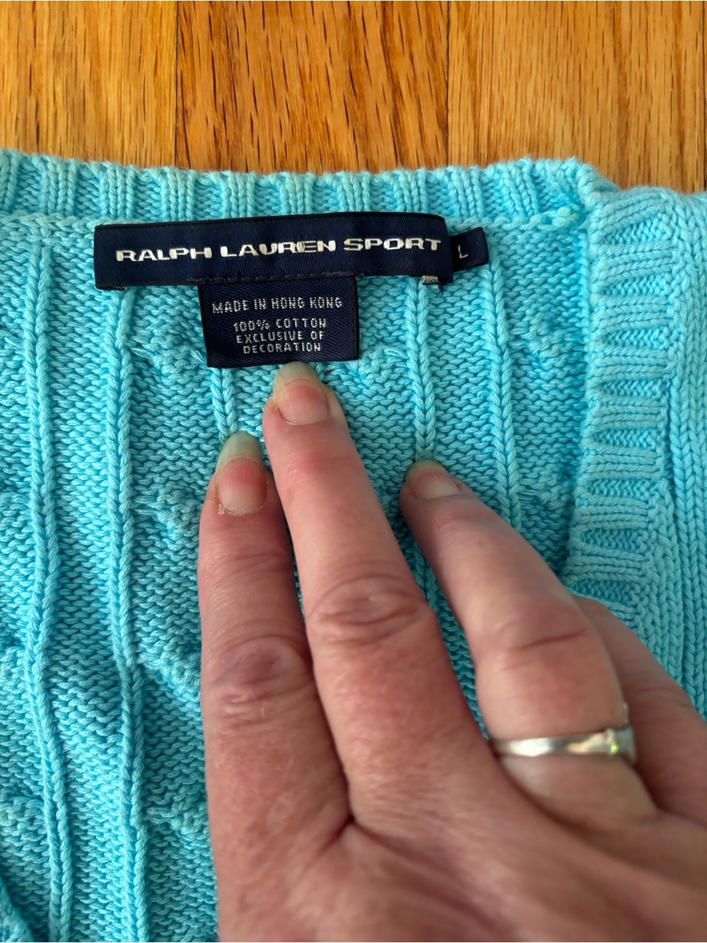 Polo by Ralph Lauren V-Neck Cable Sweater - Aqua Blue - Picture 2 of 12